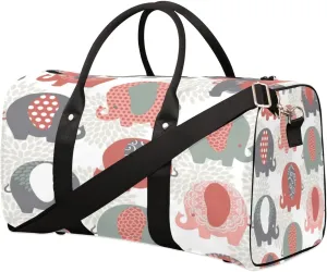 Cute Elephant Duffel Bag Sport Gym Duffle Bag Boho Exotic Travel Bag Waterproof Weekender Overnight Tote Bag Foldable Carry on Bag Training Shoulder Bag for Women Men