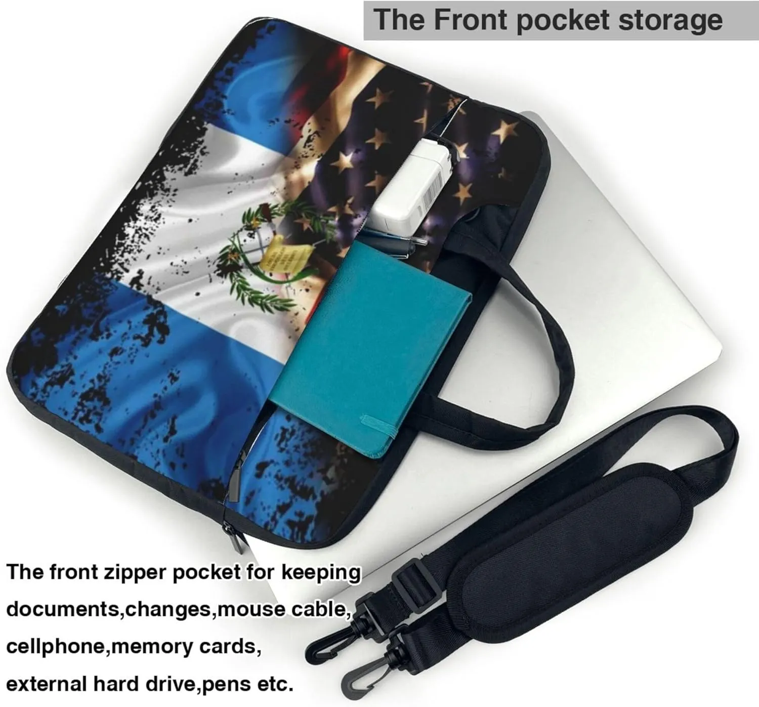 Cute hedgehog and mushrooms Forest Laptop Shoulder Bag ​for Men Women, Computer Carrying Case Messenger Bag with Strap
