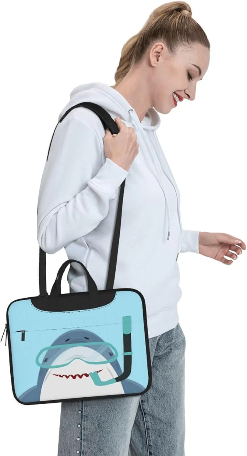 Cute hedgehog and mushrooms Forest Laptop Shoulder Bag ​for Men Women, Computer Carrying Case Messenger Bag with Strap