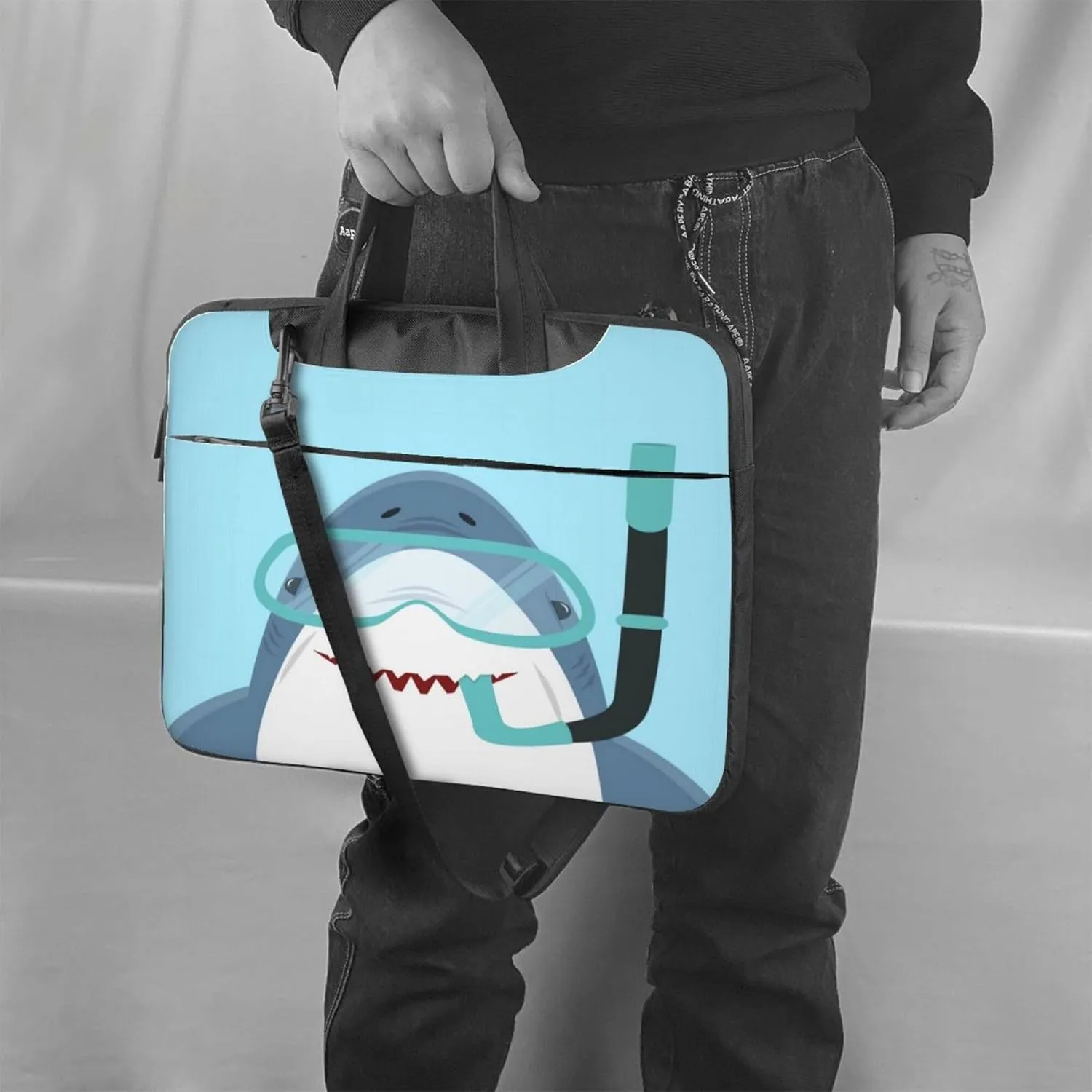 Cute hedgehog and mushrooms Forest Laptop Shoulder Bag ​for Men Women, Computer Carrying Case Messenger Bag with Strap