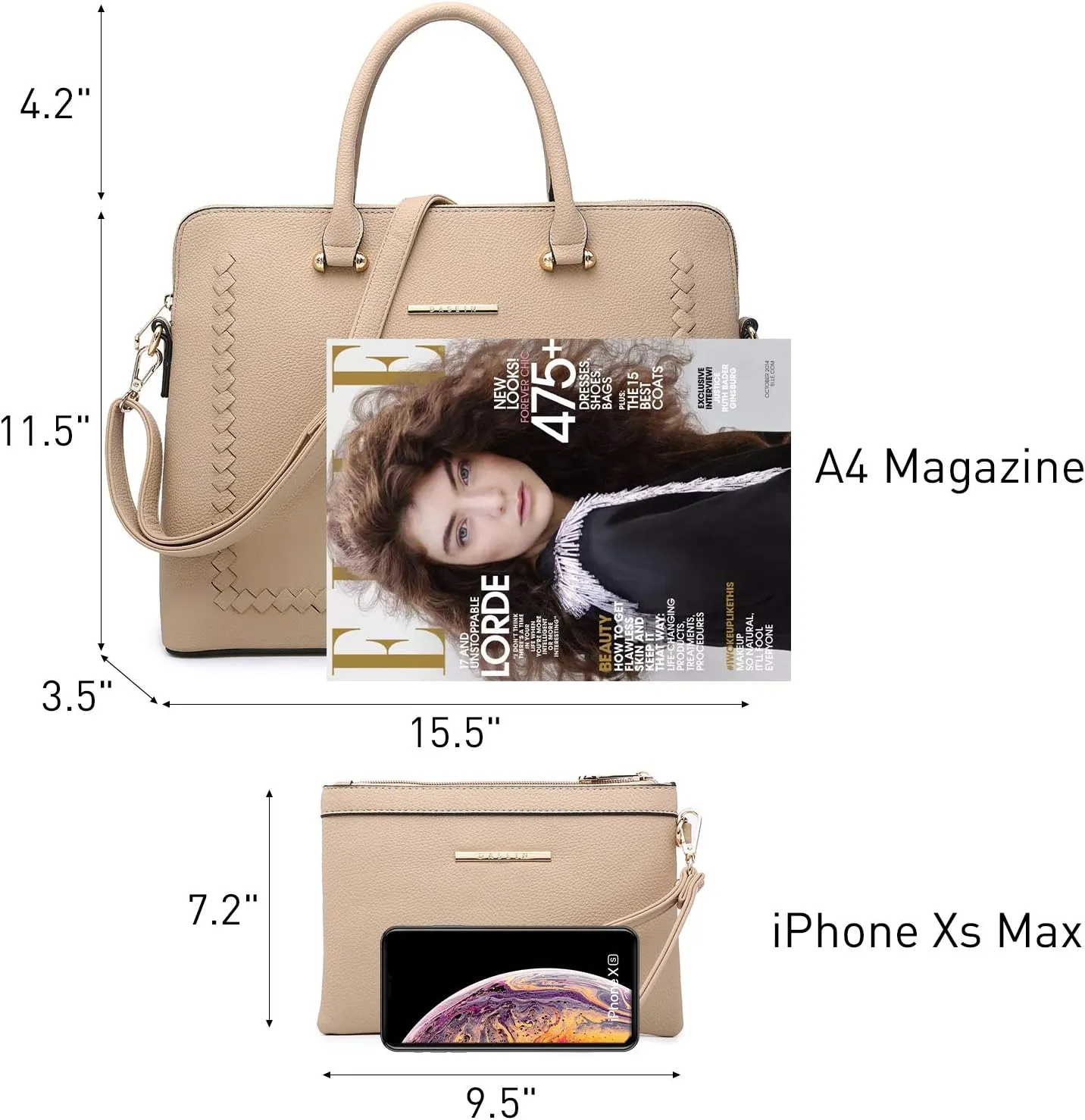 Dasein Laptop Bag for Women 14 Inch Computer Shoulder Bag Large Capacity Messenger Bag Business Office Professional Work Tote