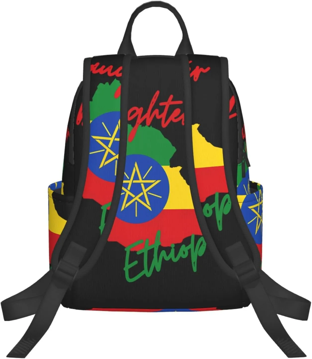 Daughter of Ethiopia Map Flag Travel Backpacks Casual Laptop Backpack Sport Rucksack Large Capacity Daypack Multi-Pockets Adjustable Strap Bag for Working Hiking
