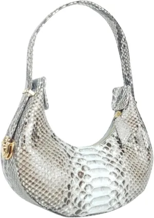 Daulay Store Snakeskin Half Moon Shoulder Bag