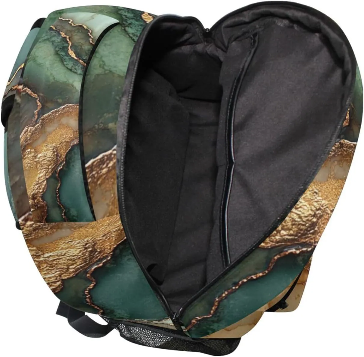Day Backpack for Men and Women Waterproof Diaper Bag Backpack with Chest Strap for Business Work College Travel Trip Marble Brown Green