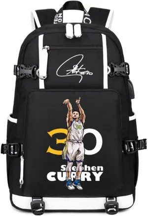 Dazzling Gold 30 Basketball Player SC Creative Backpacks Sports Fan Bookbag Travel Student Backpack For Men Women (5)