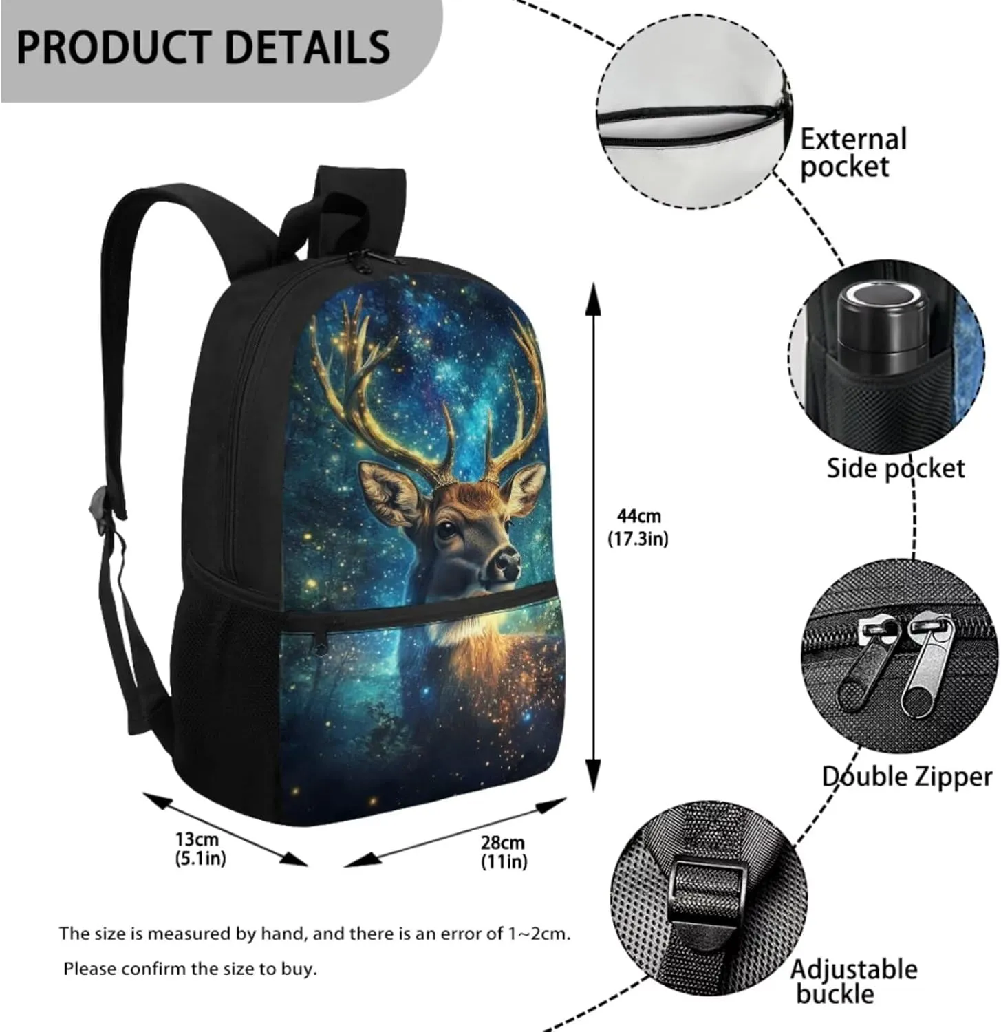 Deer Hunting Backpack with Lunch Box Water Bottle Holder Pencil Case 2nd Grade Bookbag and Lunchbox Set for Kids Back to School Backpacks Lunch Bag 4Pcs Primary Students Back Pack