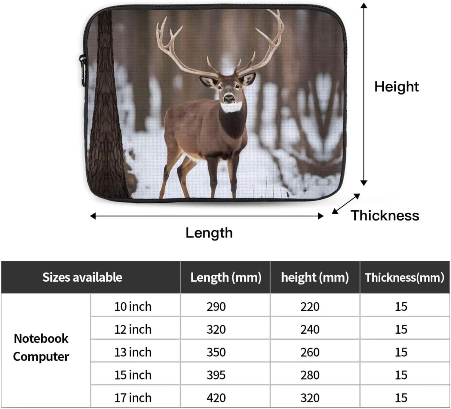 Deer Hunting Season Pattern Shockproof Portable Laptop 13 inch Sleeve Bag for Men and Women - Ideal for Business Travel, School, and Daily Use