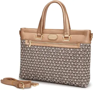 Designer Rhinestone 15.6" Leather Laptop Bag for Women Work Bag with Bling Twinkle Star Design Top Handle with Should Strap