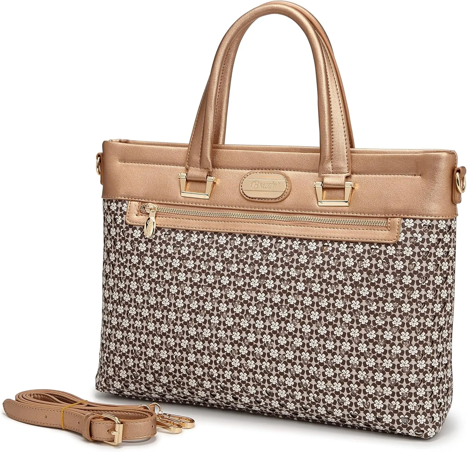 Designer Rhinestone 15.6" Leather Laptop Bag for Women Work Bag with Bling Twinkle Star Design Top Handle with Should Strap