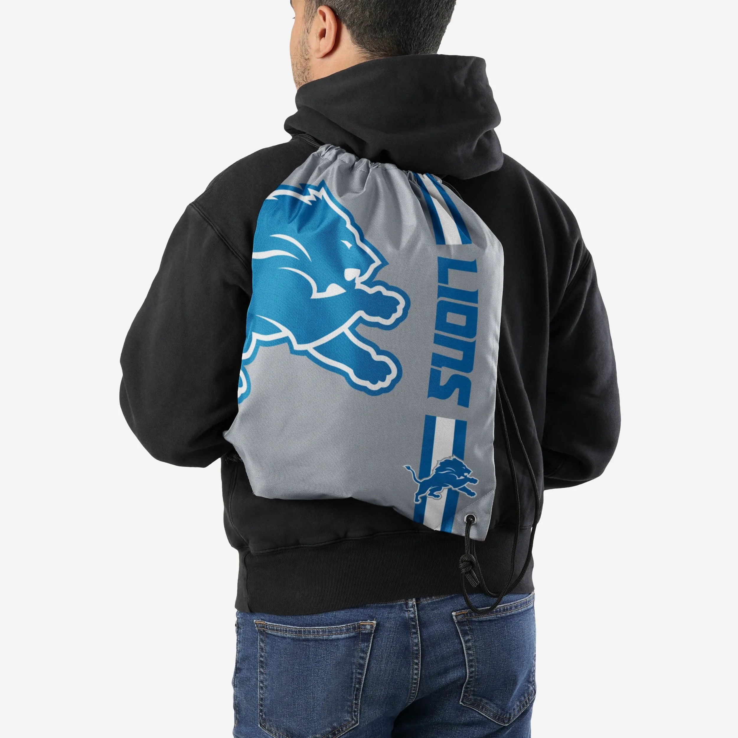 Detroit Lions Gray Alternate Color Big Logo Drawstring Backpack