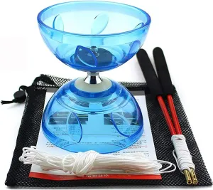Diabolo Chinese Yoyo Set,Triple Bearing Diabolo Chinese Yo-yos Juggling Toys Colorful LED Diabolo with Diablo Sticks, Diabolo String&Net Bag, Easier Start/Faster/Stable&Lasts Longer (Clear)
