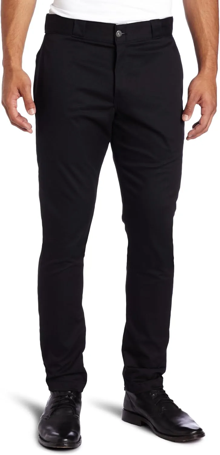 Dickies mens Skinny Straight-fit work utility pants, Black, 33W x 32L US