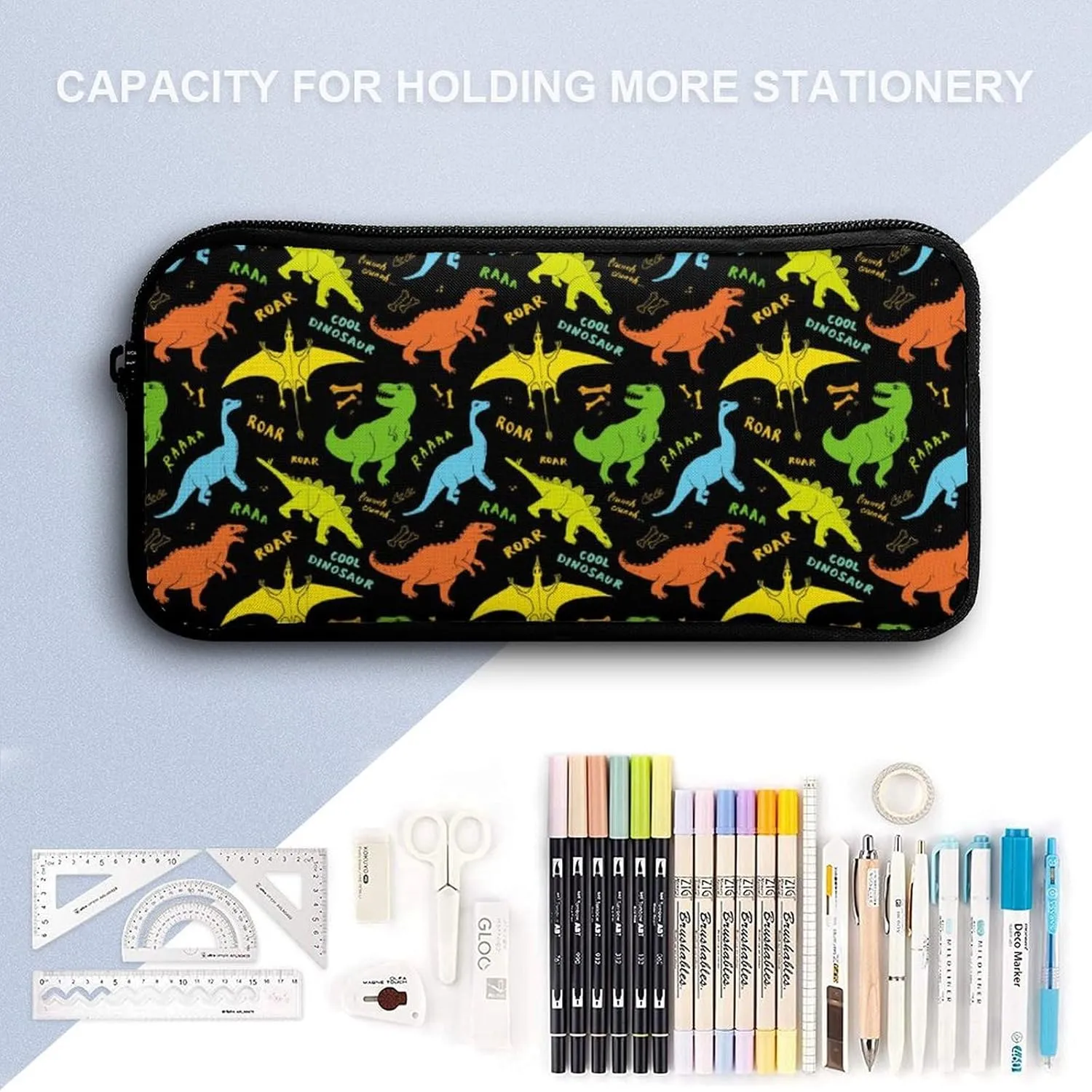 Dinosaur Backpack with Lunch Box & Pencil Case, 16 Inch Cute Jurassic Dinosaurs Themed Bookbag, Adjustable Lightweight Large Capacity, Colorful Daily Casual Backpacks Set with Lunch Bag