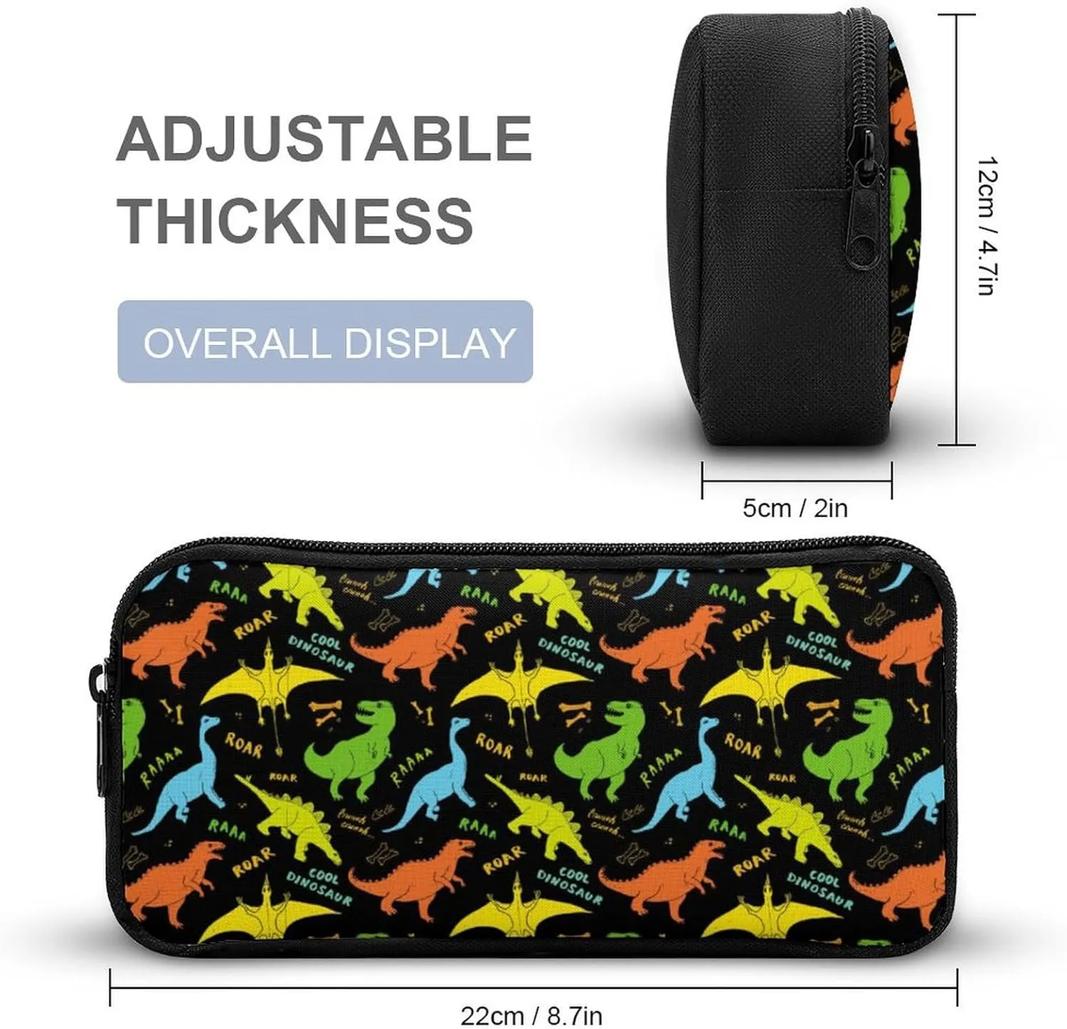 Dinosaur Backpack with Lunch Box & Pencil Case, 16 Inch Cute Jurassic Dinosaurs Themed Bookbag, Adjustable Lightweight Large Capacity, Colorful Daily Casual Backpacks Set with Lunch Bag
