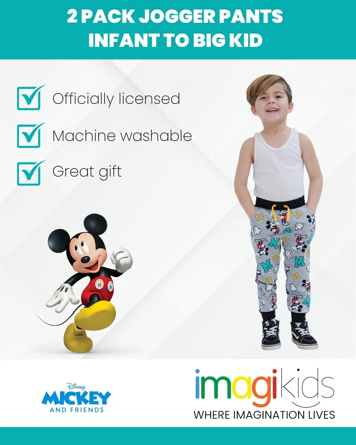 Disney Mickey Mouse Cars Lion King Toy Story 2 Pack Pants Infant to Big Kid Sizes (12 Months - 10-12)