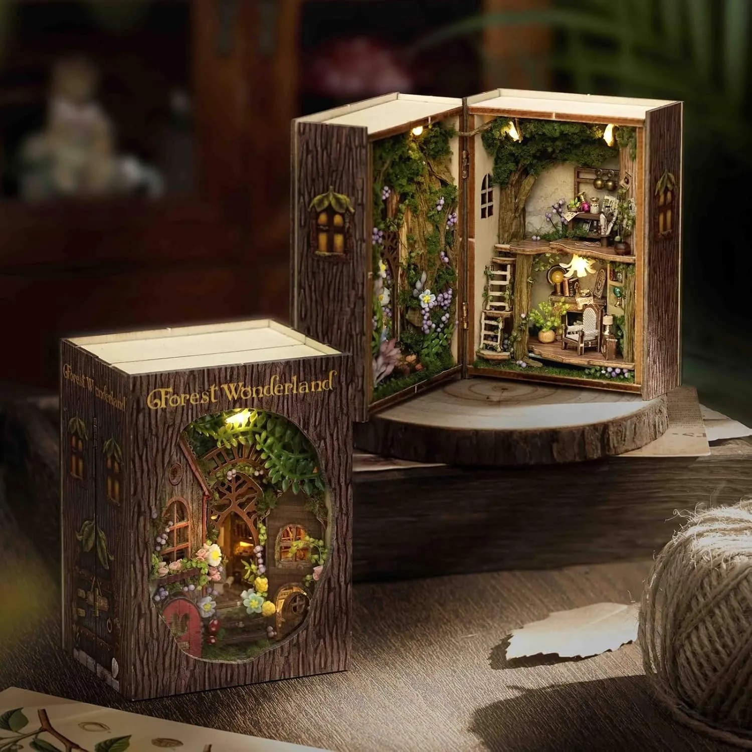 DIY Miniature House Kit, CUTEROOM Mini House Kit for Adult to Build, Wooden Dollhouse Making Kit with Furniture, Christmas Birthday Gifts (Forest Wonderland)
