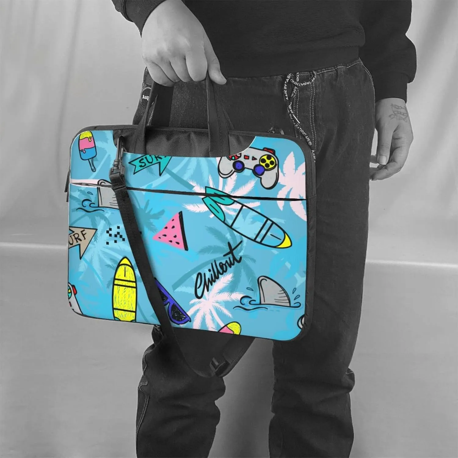 Dog And Wolf Design Laptop Shoulder Bag ​for Men Women, Computer Carrying Case Messenger Bag with Strap