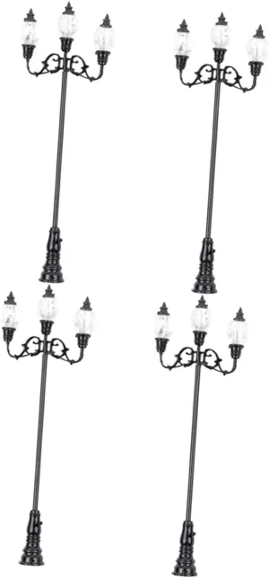 DOITOOL 2sets Miniature Courtyard Lamps 3-head Street Lamp Models for Micro Landscaping 2pcs*2
