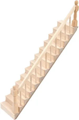 Doll House Stairs, DIY Miniature Staircase Doll House Birch Glossy Rounded Corners Vivid Cute Crafts Attractive Decor for Girls (Right armrest)