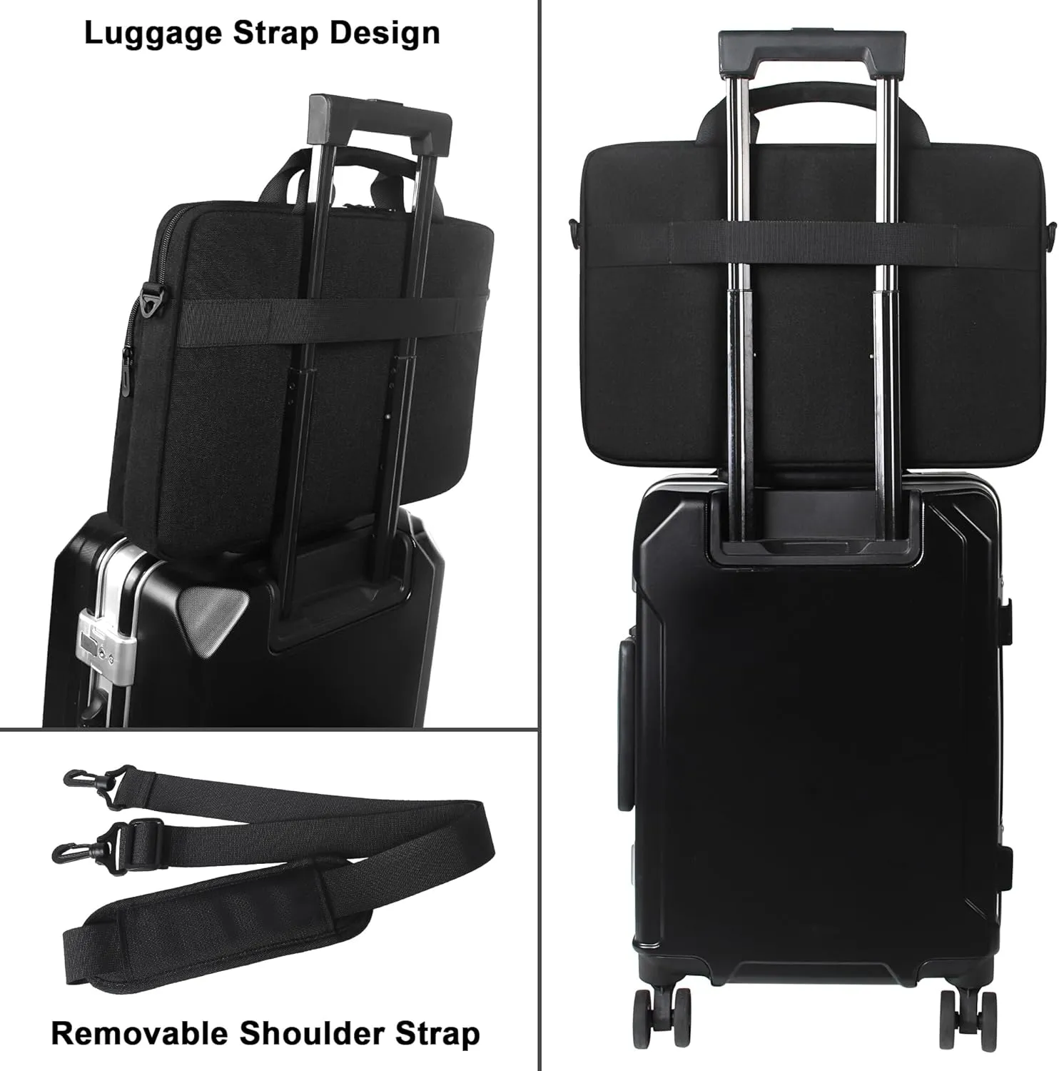 DOMISO 15.6 Inch Business Laptop Briefcase Messenger Shoulder Bag Protective Carrying Case for 15.6" New MacBook/Lenovo Yoga 720 IdeaPad 310 320 / Aspire E15 / HP ENVY 15 / Dell XPS 15, Black