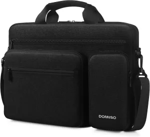 DOMISO 15.6 Inch Business Laptop Briefcase Messenger Shoulder Bag Protective Carrying Case for 15.6" New MacBook/Lenovo Yoga 720 IdeaPad 310 320 / Aspire E15 / HP ENVY 15 / Dell XPS 15, Black