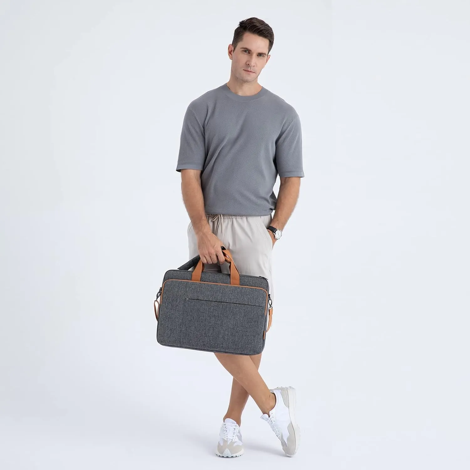 DOMISO 15.6 inch Laptop Bag Business Briefcase Water-resistant Notebook Messenger Shoulder Bag for 15.6" ASUS ZenBook Chromebook 15/HP Pavilion 15/Lenovo Ideapad ThinkPad/Dell Inspiron,Dark Grey