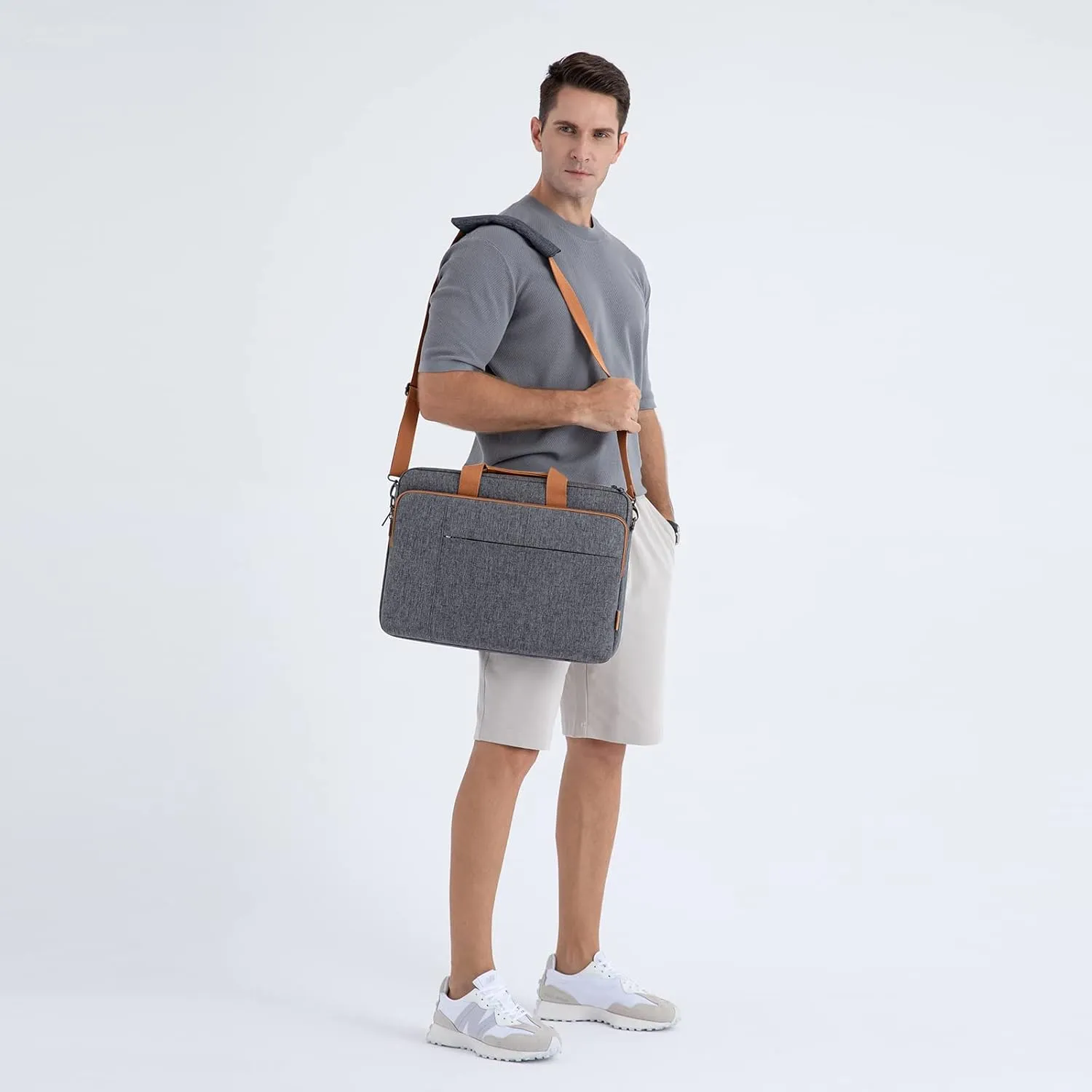 DOMISO 15.6 inch Laptop Bag Business Briefcase Water-resistant Notebook Messenger Shoulder Bag for 15.6" ASUS ZenBook Chromebook 15/HP Pavilion 15/Lenovo Ideapad ThinkPad/Dell Inspiron,Dark Grey