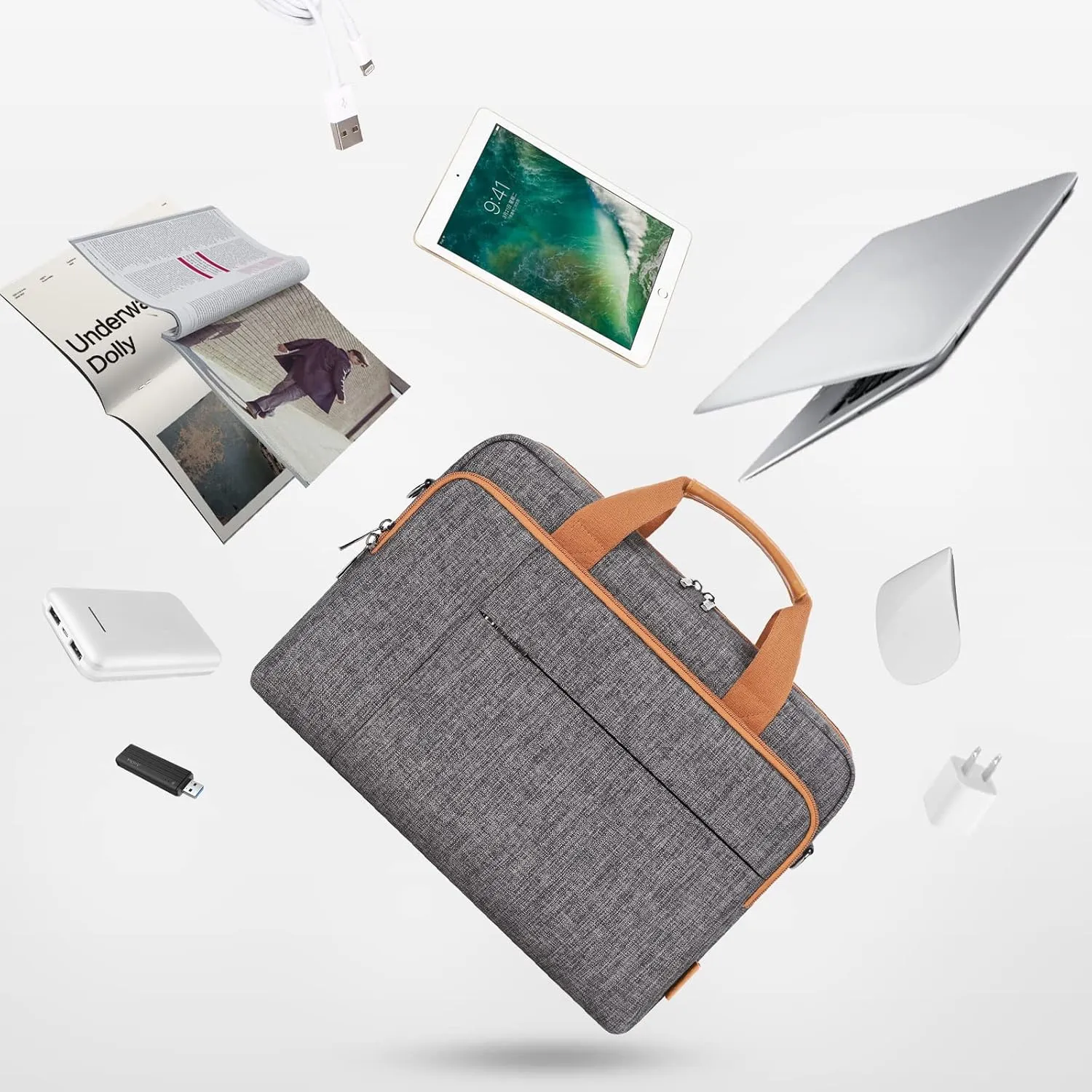DOMISO 15.6 inch Laptop Bag Business Briefcase Water-resistant Notebook Messenger Shoulder Bag for 15.6" ASUS ZenBook Chromebook 15/HP Pavilion 15/Lenovo Ideapad ThinkPad/Dell Inspiron,Dark Grey