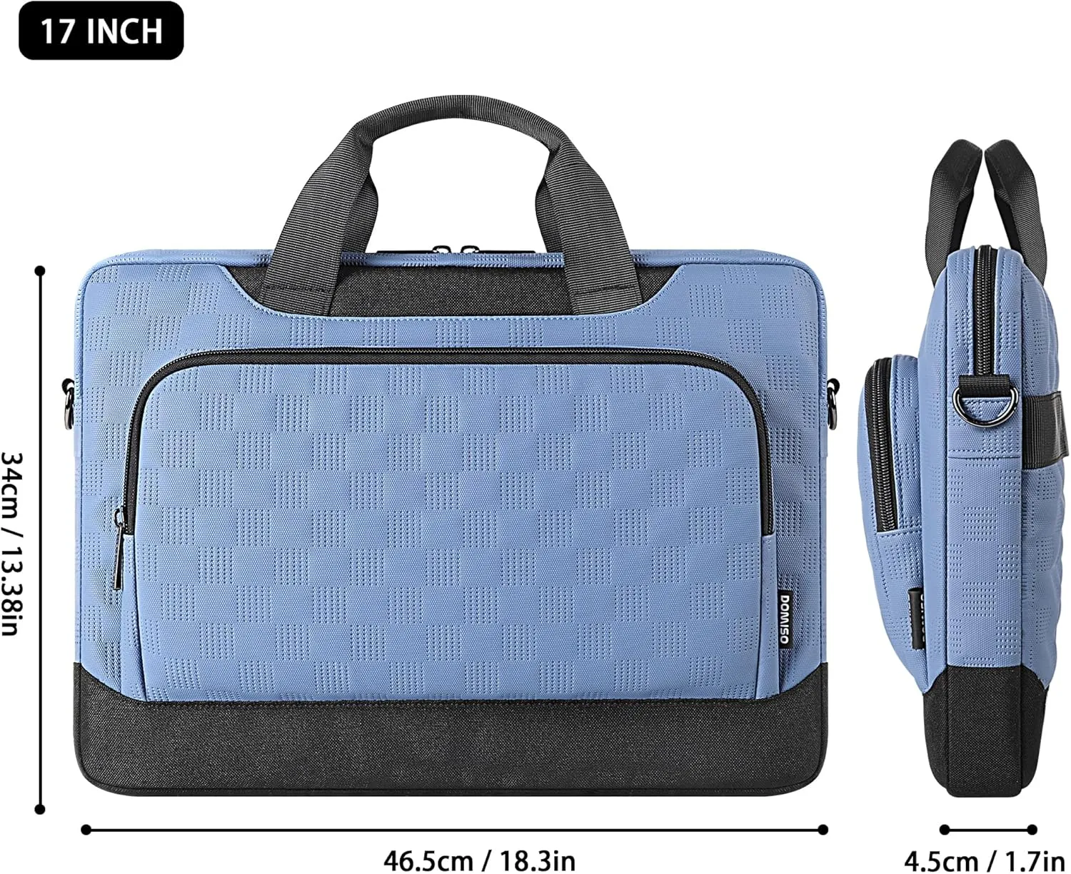 DOMISO 17-17.3 inch Laptop Sleeve Business Briefcase 17 inch Laptop Bag Waterproof 17 inch Laptop Case for Men Women Business Office Work Computer Bag 17 inch Messenger Shoulder Bag,Blue