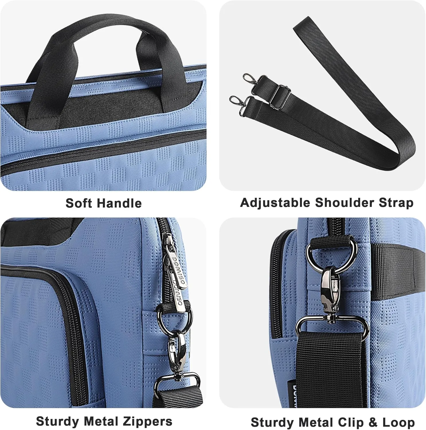 DOMISO 17-17.3 inch Laptop Sleeve Business Briefcase 17 inch Laptop Bag Waterproof 17 inch Laptop Case for Men Women Business Office Work Computer Bag 17 inch Messenger Shoulder Bag,Blue