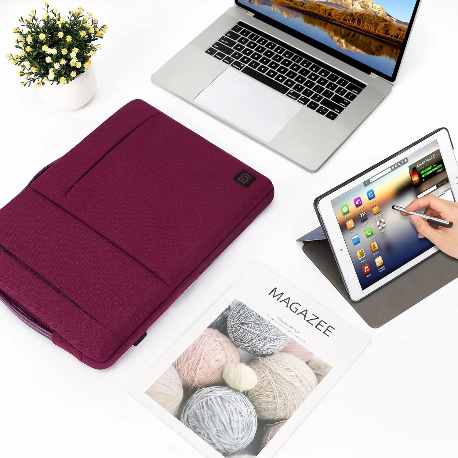 DOMISO 17 Inch Laptop Sleeve Shoulder Bag Water-Resistant Protective Case for 17.3" Dell Inspiron/MSI GS73VR Stealth Pro/Lenovo IdeaPad 300 320 321/ HP ENVY 17/ LG Gram 17"/ ROG STRIX GL702VS,Fuchsia
