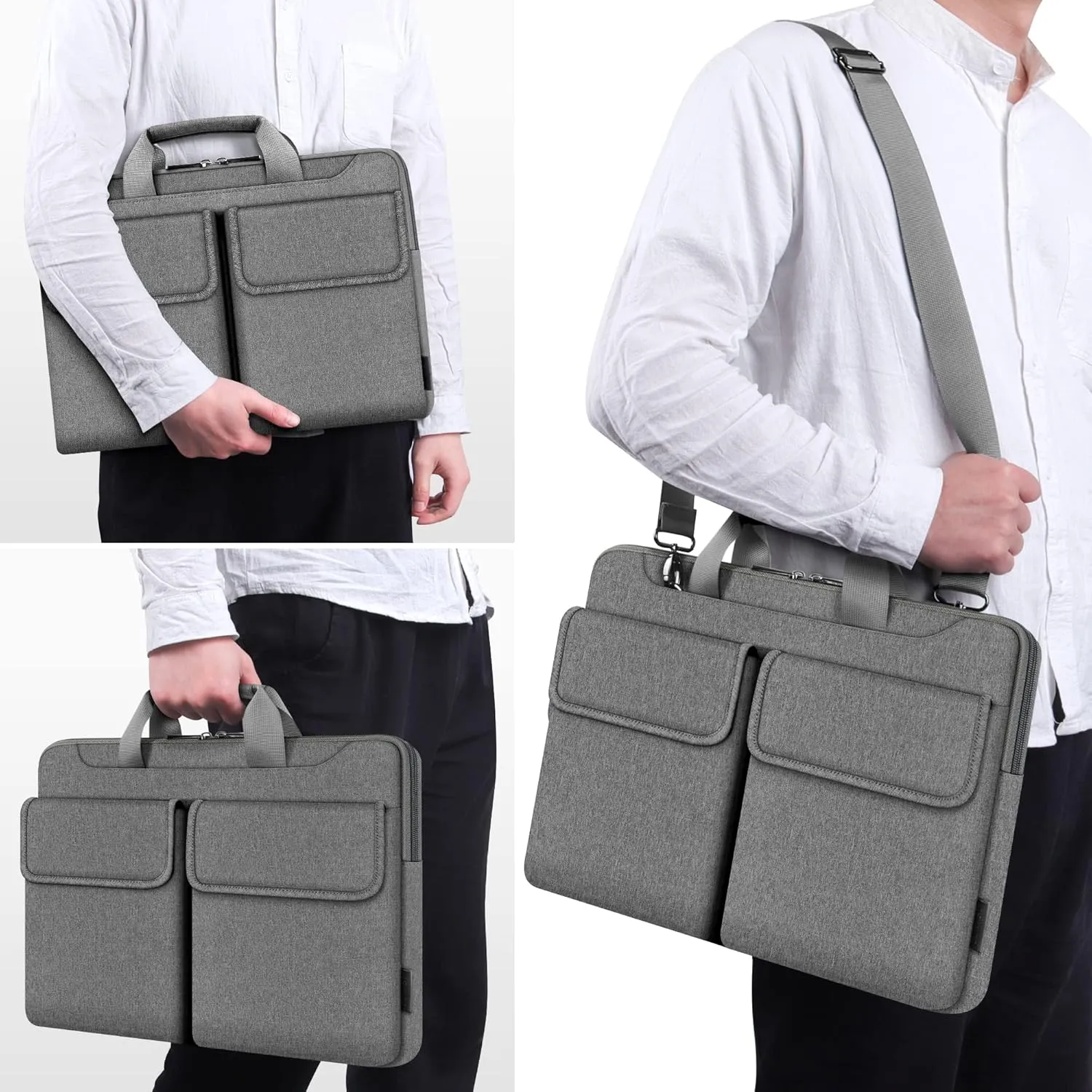 DOMISO 17 Inch Multifunctionalt Laptop Sleeve17 Inch Laptop Shoulder Bag Compatible with 17.3" HP Pavilion 17/DELL Precision 7710/Lenovo/ASUS,Grey