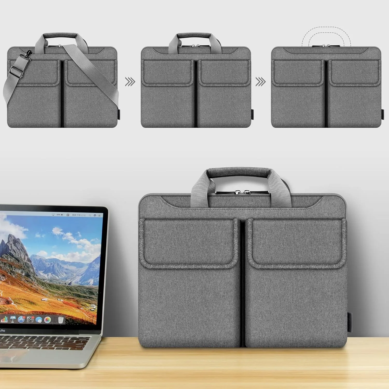 DOMISO 17 Inch Multifunctionalt Laptop Sleeve17 Inch Laptop Shoulder Bag Compatible with 17.3" HP Pavilion 17/DELL Precision 7710/Lenovo/ASUS,Grey