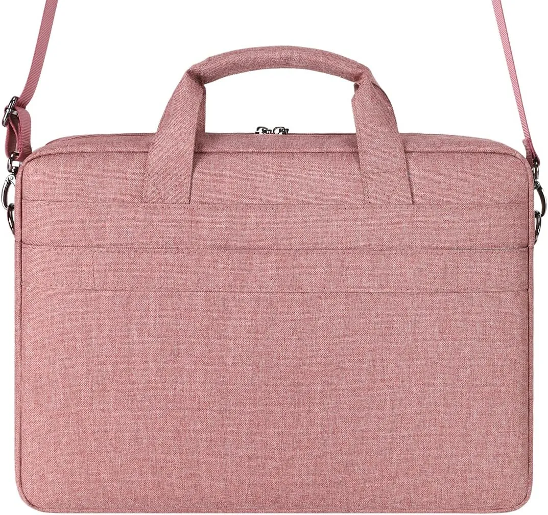DOMISO 17.3 inch Laptop Bag Business Briefcase Water-resistant Notebook Messenger Shoulder Bag for 17.3" Macbook Pro 17/Inspiron/MSI GS73VR Stealth Pro/IdeaPad/Envy/ROG,Pink