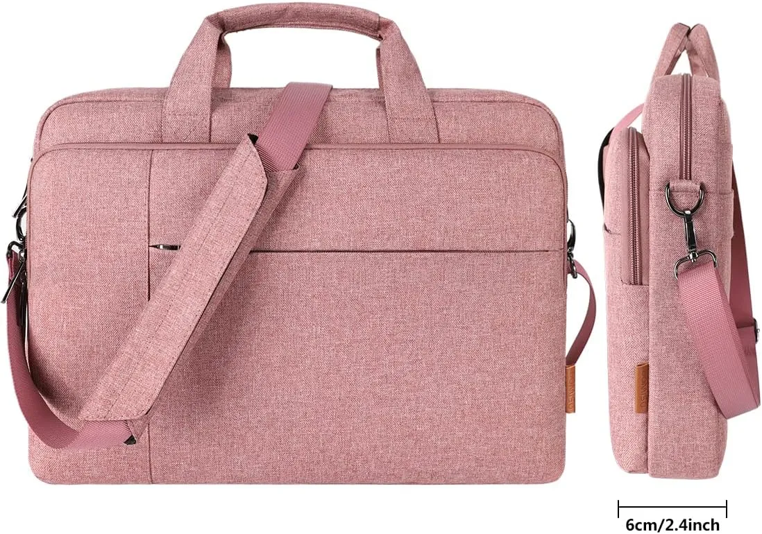 DOMISO 17.3 inch Laptop Bag Business Briefcase Water-resistant Notebook Messenger Shoulder Bag for 17.3" Macbook Pro 17/Inspiron/MSI GS73VR Stealth Pro/IdeaPad/Envy/ROG,Pink