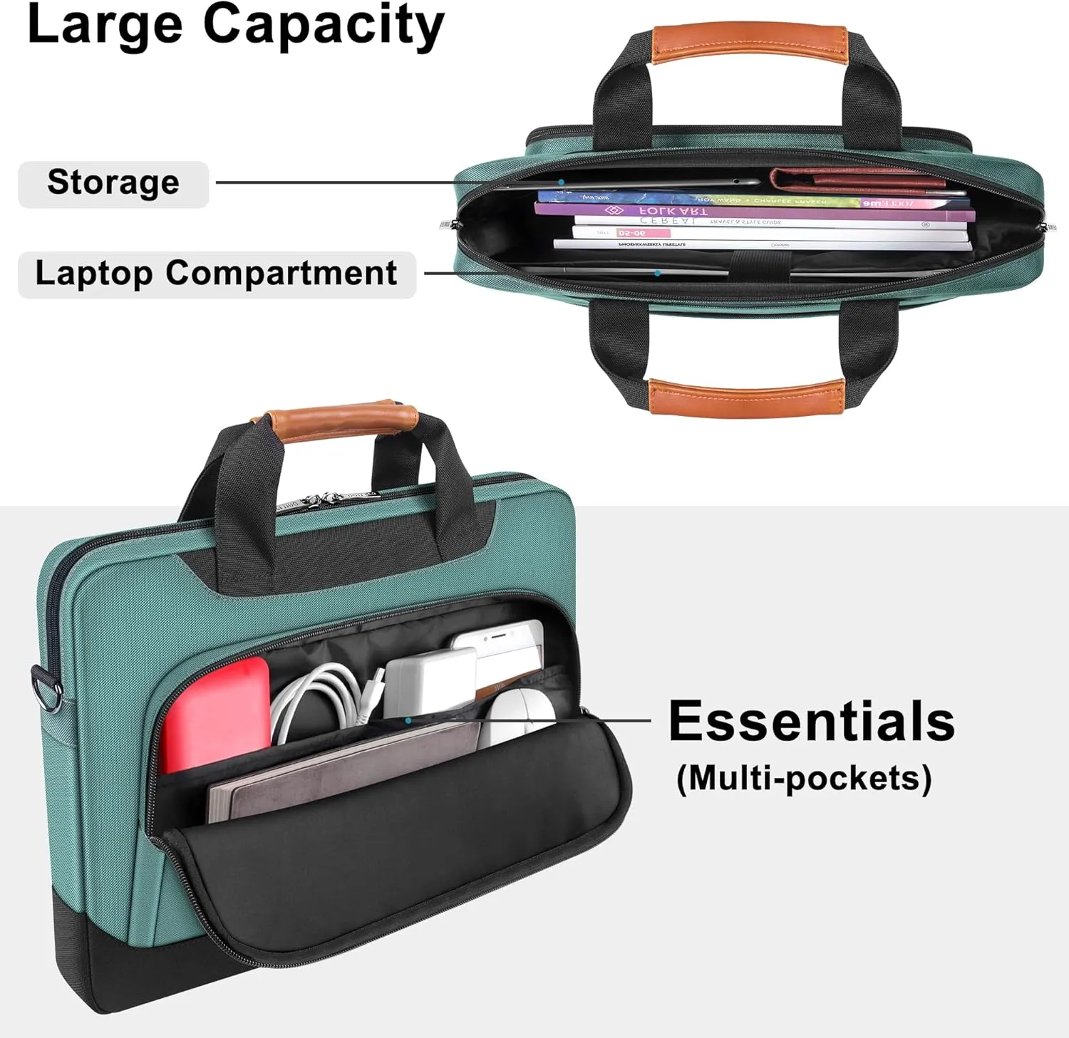 DOMISO Laptop Sleeve Case Large Capacity Shoulder Bag Compatible with 17-17.3 inch Dell XPS/HP Gaming Pavilion 17 / Chromebook 317/Lenovo，Green