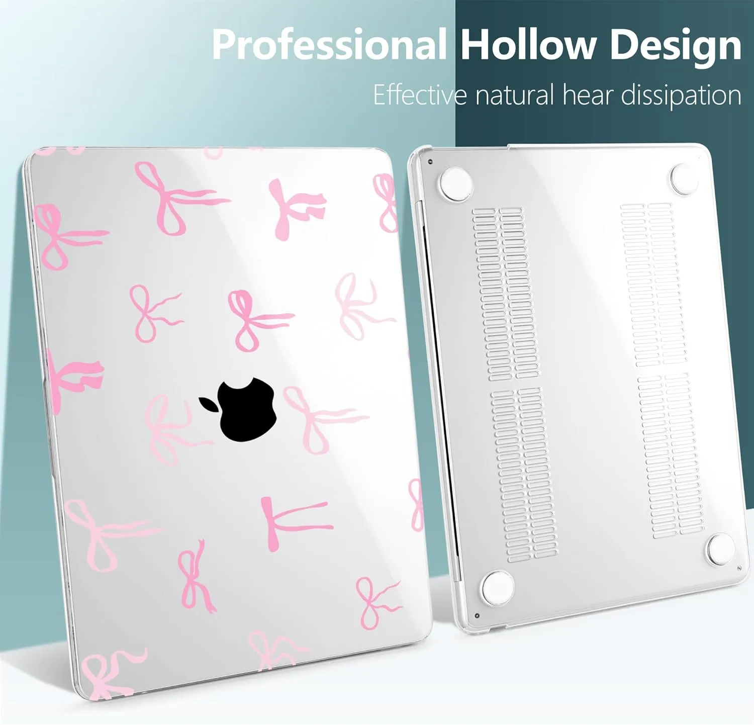 DONGKE for M4 MacBook Air 13.6 Inch Case 2025 2024 2023 2022 Model A3240 A3113 A2681 M3 M2 Chip, Plastic Hard Shell Case Cover with Touch ID for MacBook Air 13 Inch M4 - Pink Bows