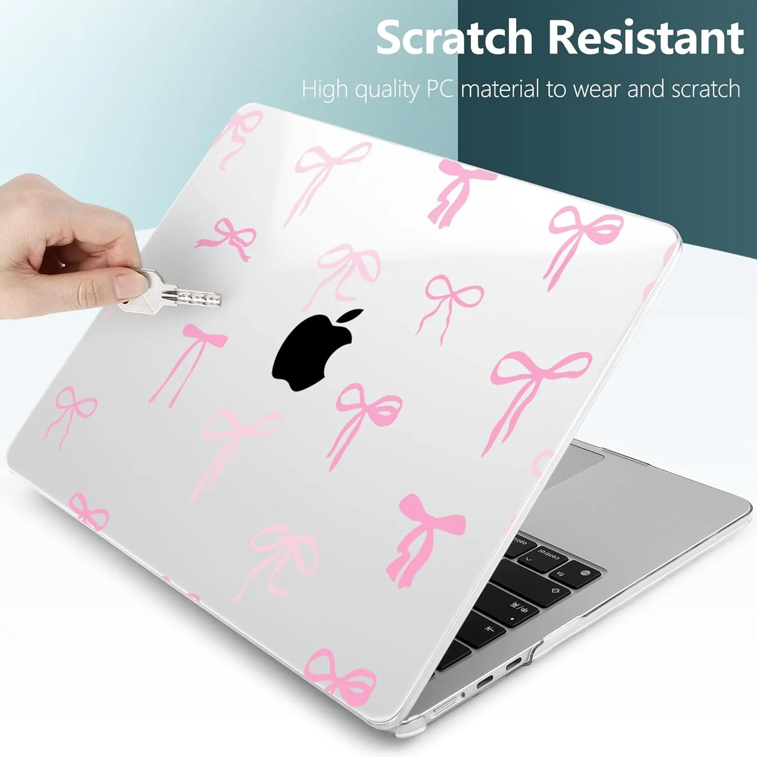 DONGKE for M4 MacBook Air 13.6 Inch Case 2025 2024 2023 2022 Model A3240 A3113 A2681 M3 M2 Chip, Plastic Hard Shell Case Cover with Touch ID for MacBook Air 13 Inch M4 - Pink Bows