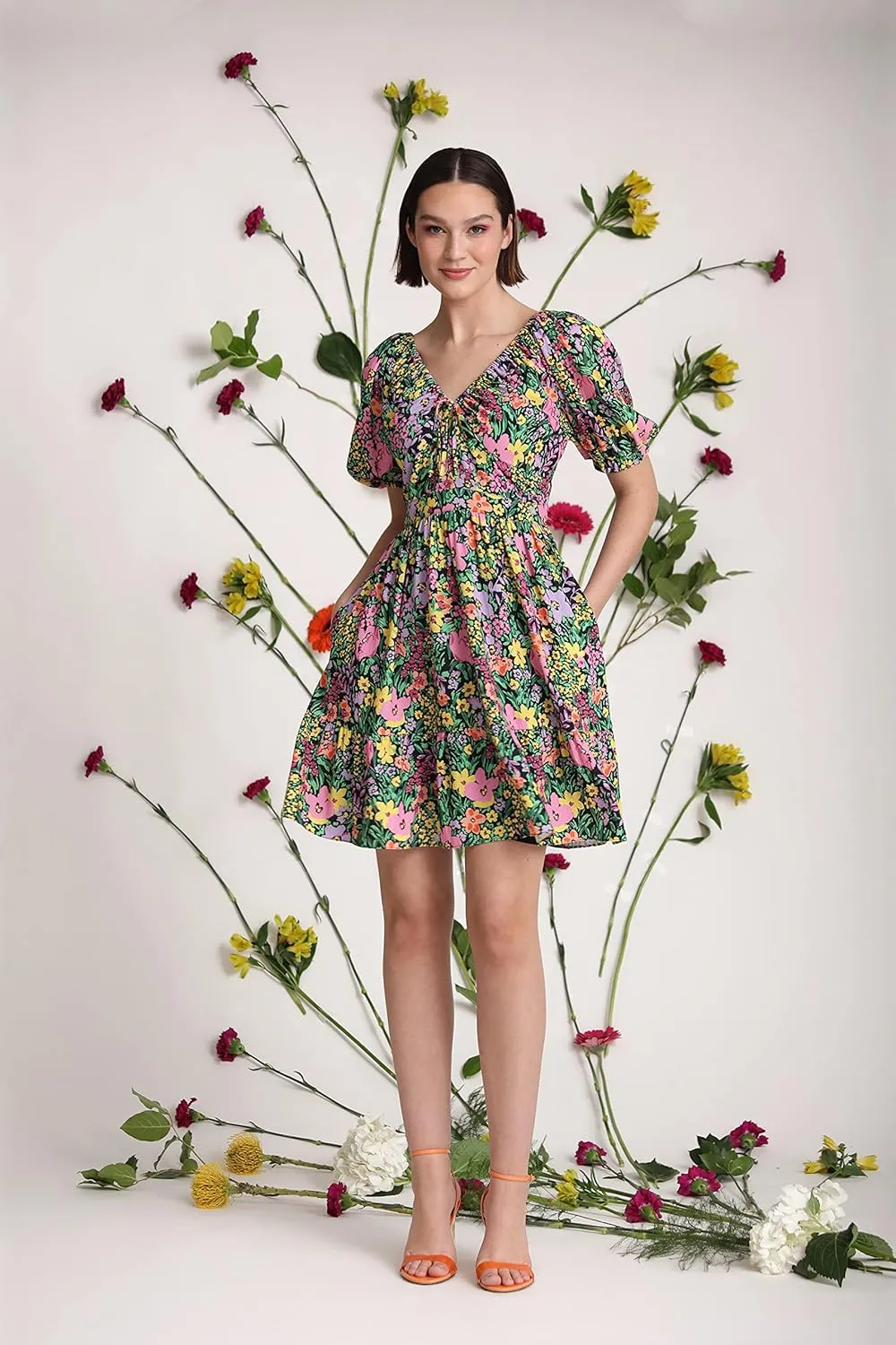 Donna Morgan Women's Fun Print Colorful Dress Dressy Casual Day Event Party Date