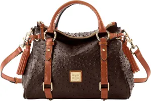Dooney & Bourke Women's Ostrich Satchel in Textured Italian Leather, Large Handbag with Adjustable, Detachable Shoulder Strap
