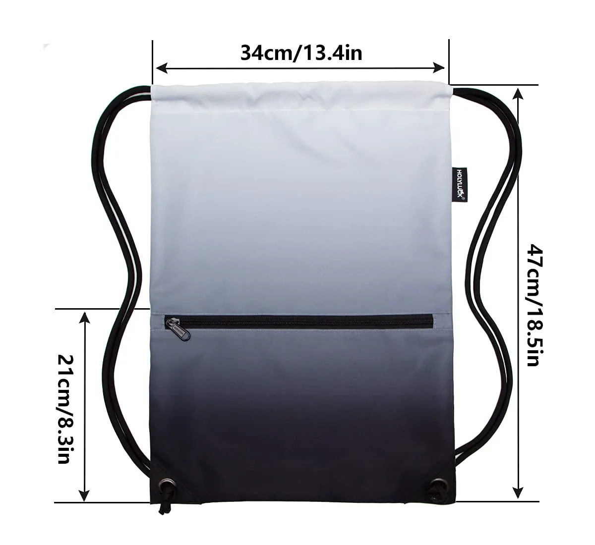 Drawstring Backpack Bag Sport Gym Sackpack Gradient Black HLC001