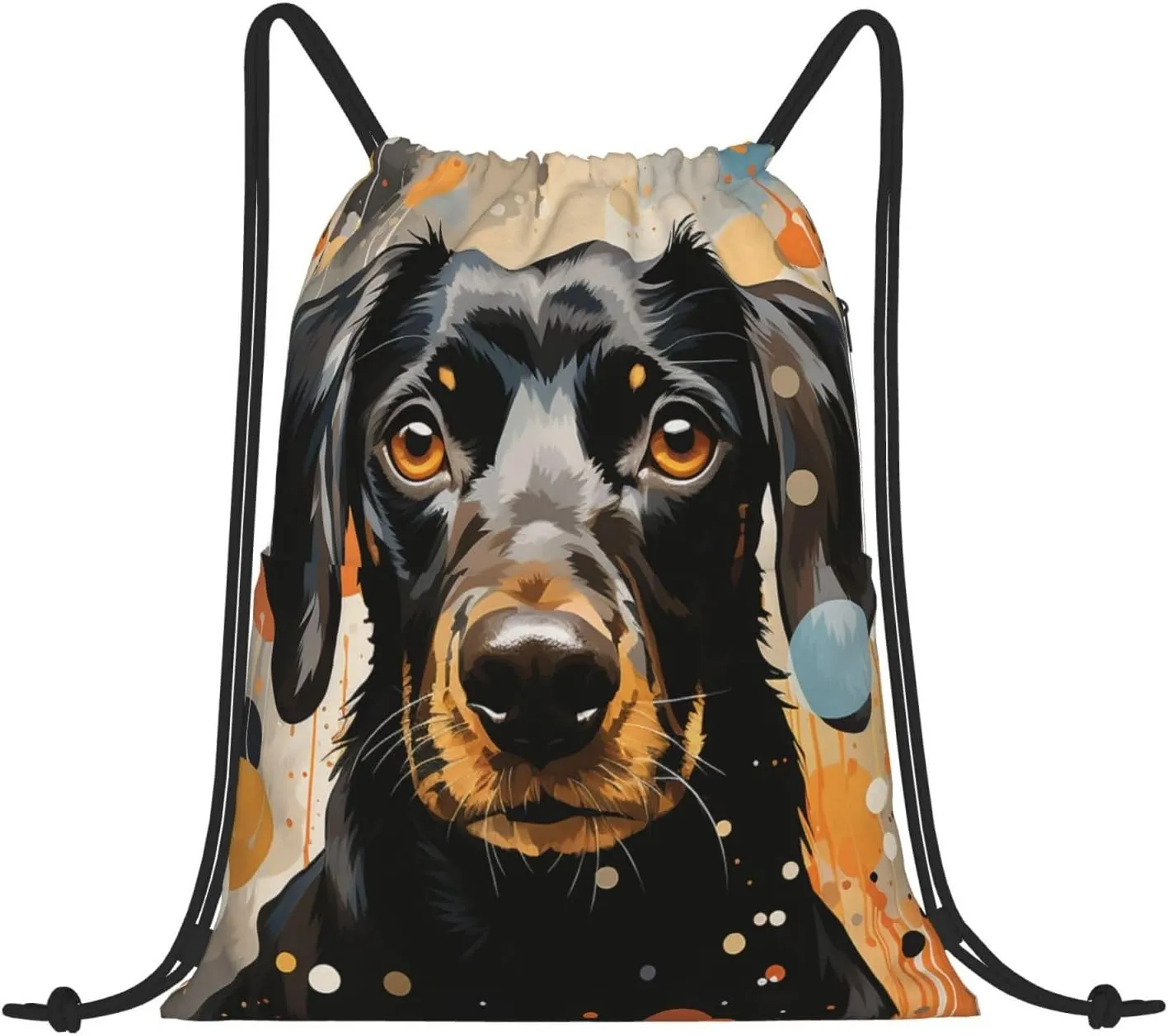 Drawstring Backpack Gym Bag Cinch Bag Draw String Back Bag Colorful Polka Dots and Dog Drawstring Bags for Travel