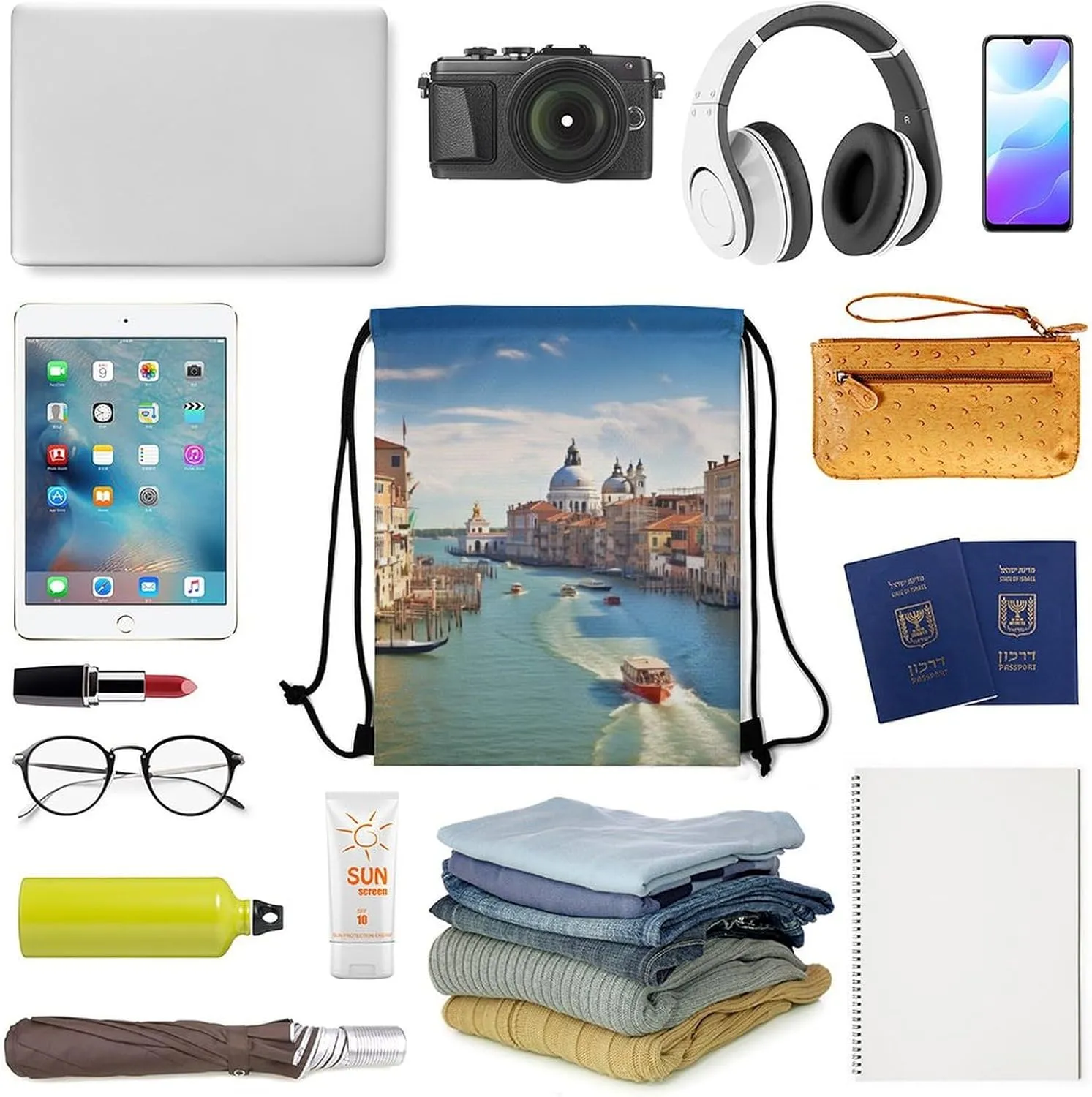Drawstring Backpack Sport Gym Bag Water Resistant Sackpack Grand Canal in Italy Cinch Bag String Bag for Outdoor