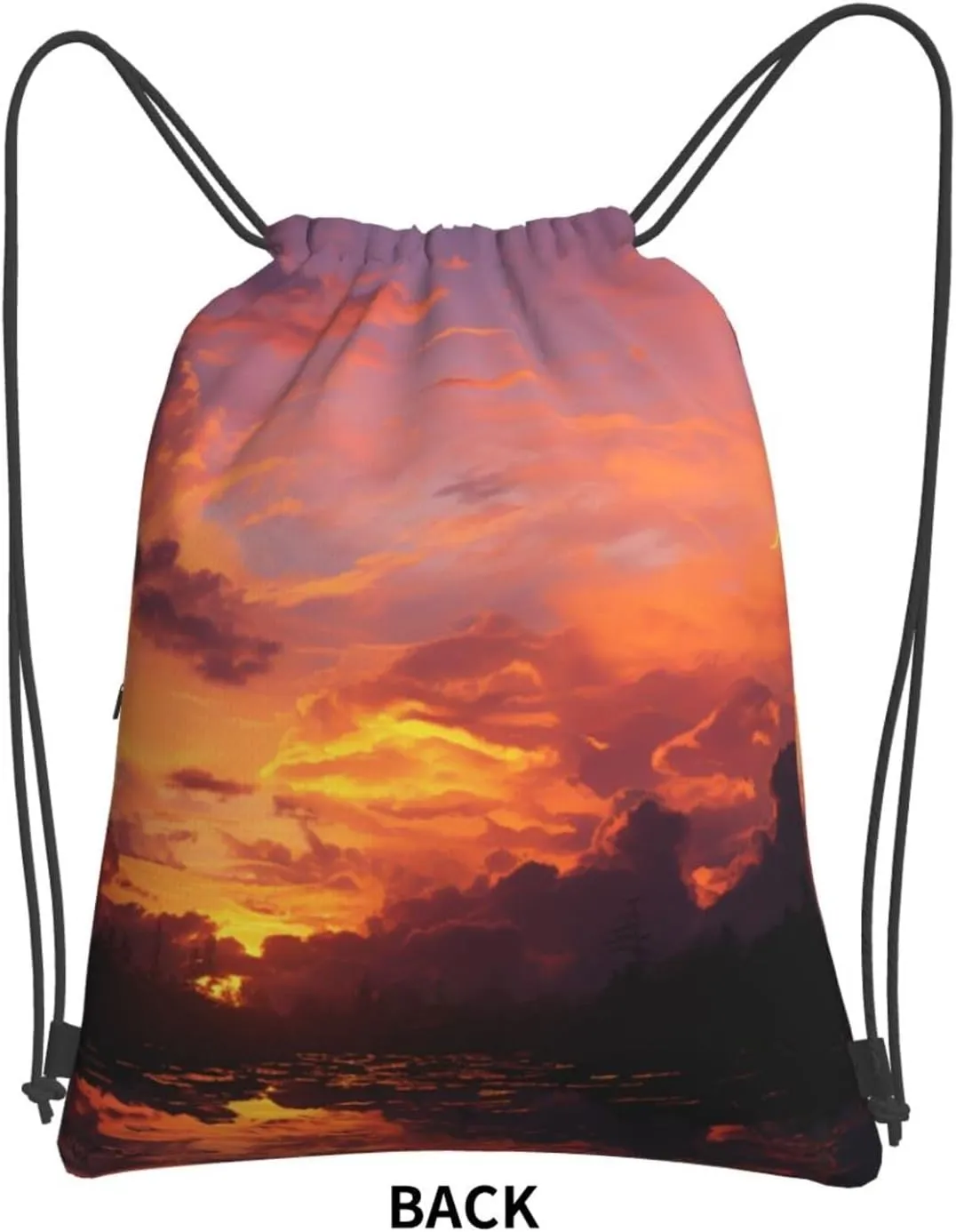 Drawstring Bag Gym Sack Drawstring Backpack Sport Gym Sack Cinch Bag Park at Sunset Sport Bags for Travel, Sunset at Dusk, One Size