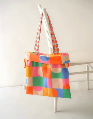 Drawstring Tote Bag - Bubble Block