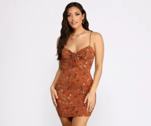 Dreamy In Florals Charming Tie Front Mini Dress