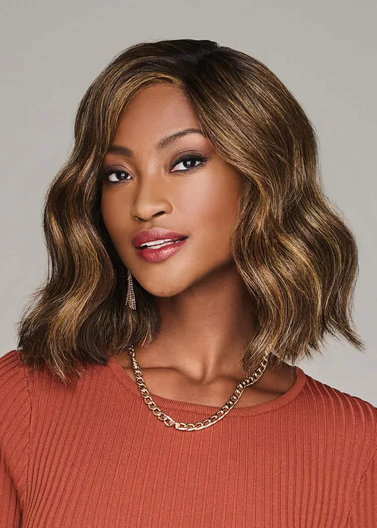 Dress Me Up Shoulder-Length Pageboy Layered and Wavy Wig by Hairuwear, Average Cap, GF4-6 Black Coffee
