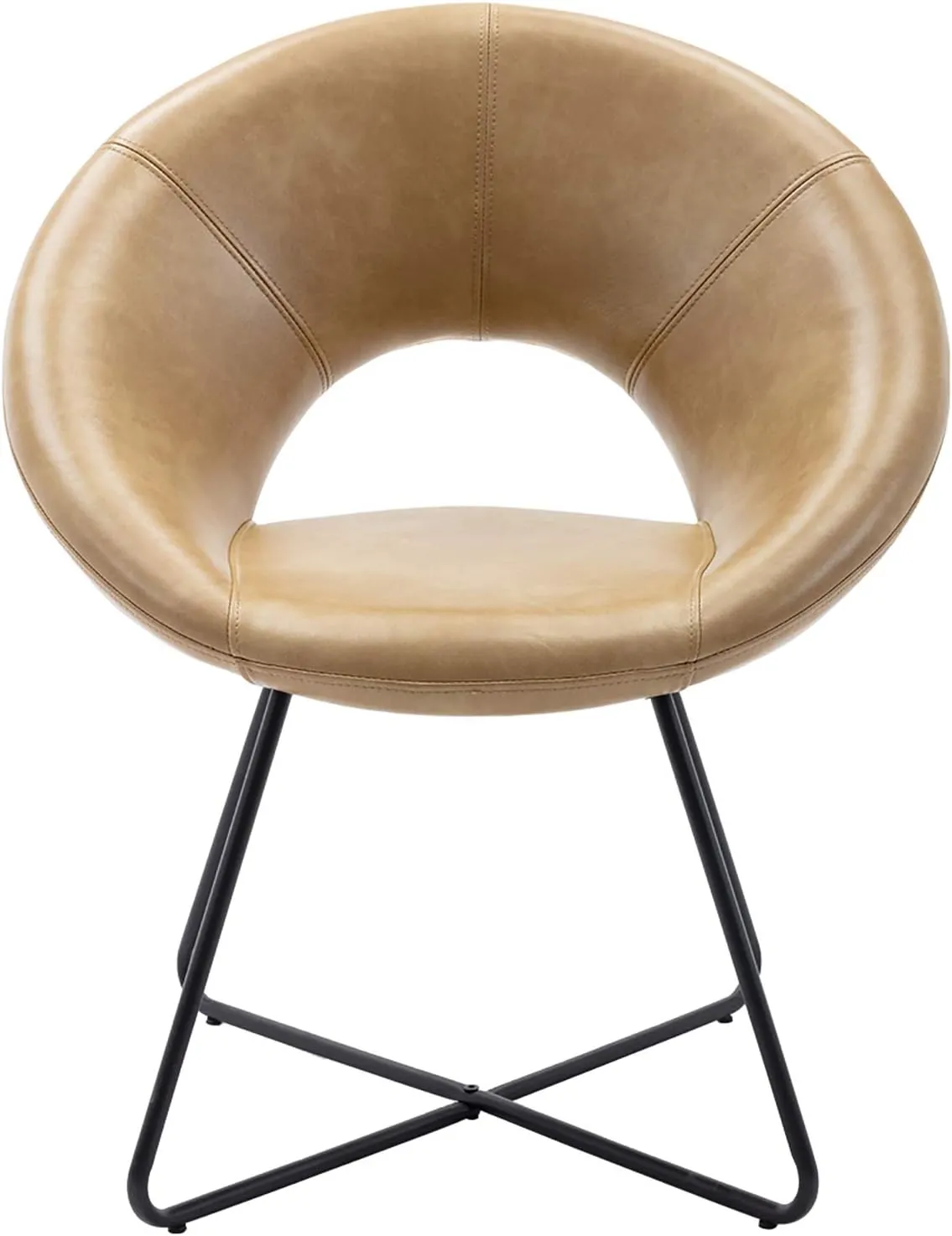 DUHOME Modern Accent Chairs Dining Chairs Arm Chair for Living Room Furniture Mid-Century Leisure Lounge Chairs with Black Metal Legs Industrial 1 PCS (Camel/Black Legs)