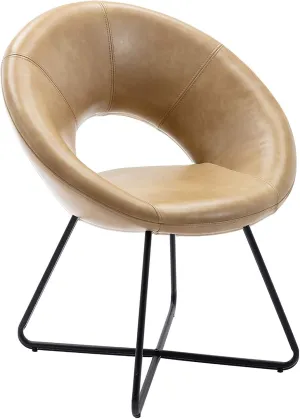 DUHOME Modern Accent Chairs Dining Chairs Arm Chair for Living Room Furniture Mid-Century Leisure Lounge Chairs with Black Metal Legs Industrial 1 PCS (Camel/Black Legs)