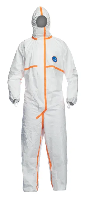 DuPont TYVEK-800J_XL CE-Certified Cat-III Type-3/4/5/6 Chemical Protective Coverall Suit with Sealed Bag, White, X-Large